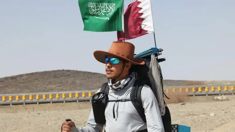 Saudi fan arrives in Qatar after 55-day trek from Jeddah for World Cup